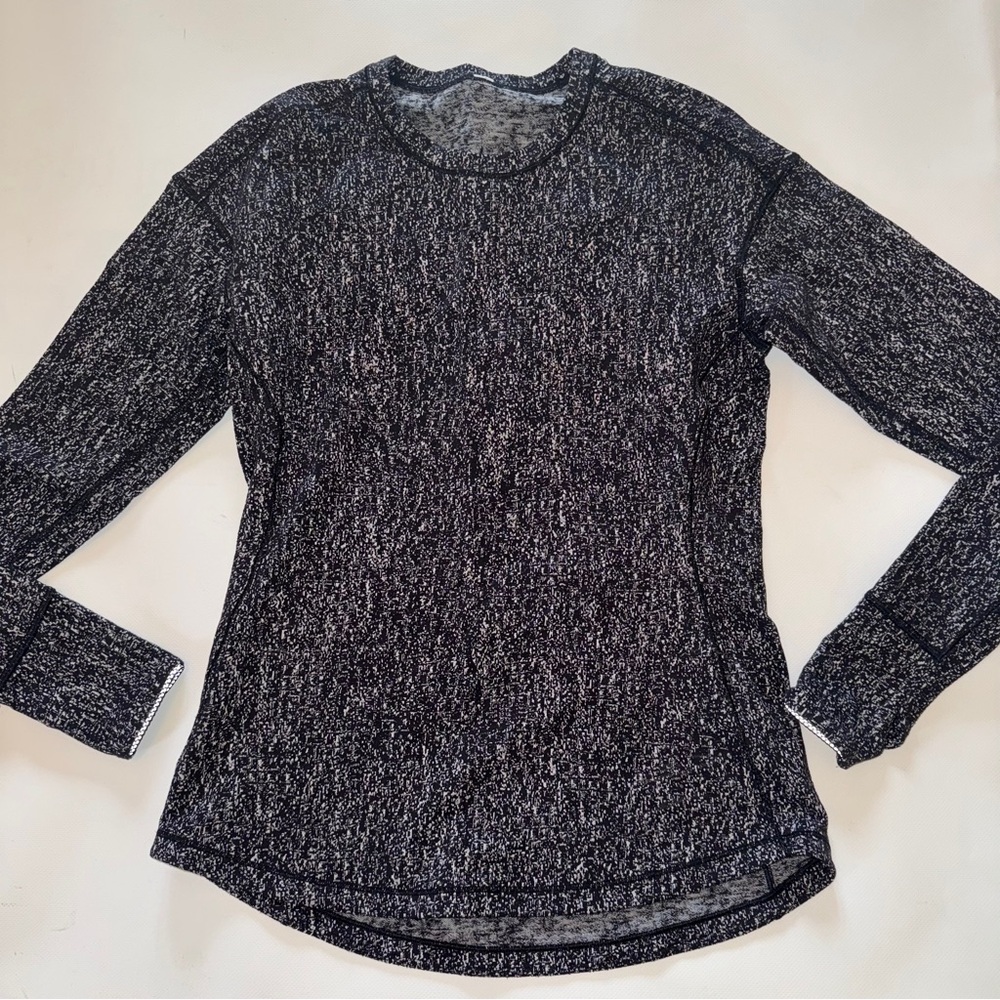 Lululemon Outrun Long Sleeve Suited Print White Black - Picture 3 of 9